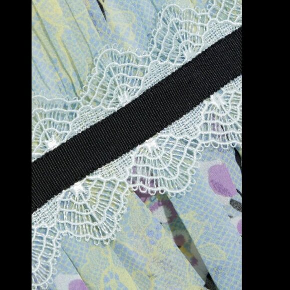 NWT Self-Portrait Floral Lace Chiffon Mini Dress | Mint | US 8 / UK 12 - Picture 5 of 12